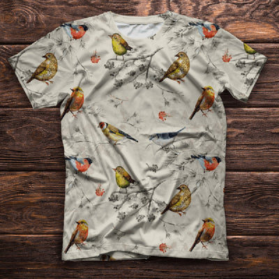 Camiseta Cuello Redondo Serie Pájaros con Impresión 3D - Image 17