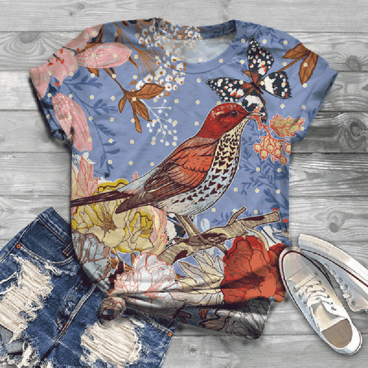 Camiseta Cuello Redondo Serie Pájaros con Impresión 3D - Image 10
