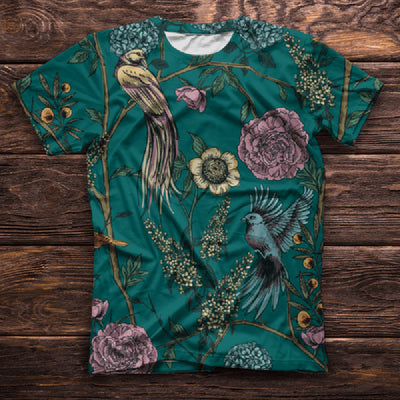 Camiseta Cuello Redondo Serie Pájaros con Impresión 3D - Image 7