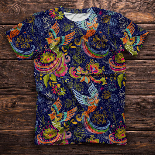 Camiseta Cuello Redondo Serie Pájaros con Impresión 3D - Image 6