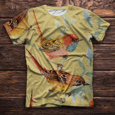 Camiseta Cuello Redondo Serie Pájaros con Impresión 3D - Image 4