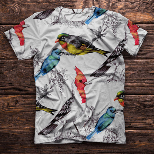 Camiseta Cuello Redondo Serie Pájaros con Impresión 3D - Image 3