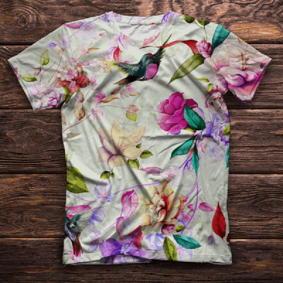 Camiseta Cuello Redondo Serie Pájaros con Impresión 3D - Image 2