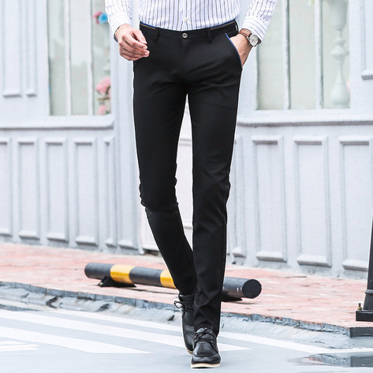 Pantalones Business Casual Negro Slim Fit - Corte Recto Hombre Talla S - Image 2
