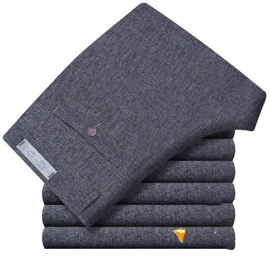 Pantalones Casuales de Verano para Hombres Maduros - Cintura Alta Recta Holgada