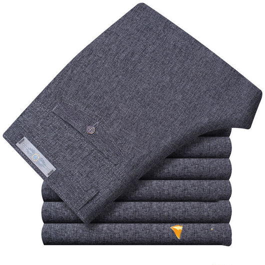 Pantalones Casuales de Verano para Hombres Maduros - Cintura Alta Recta Holgada