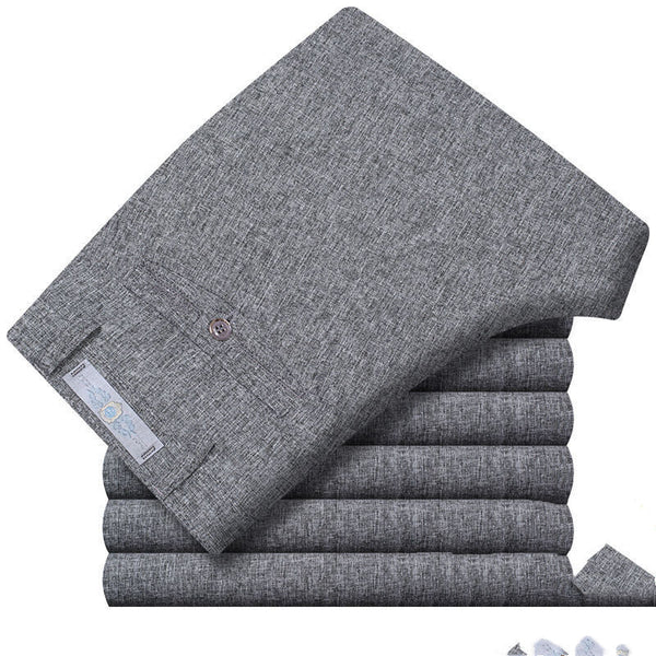 Pantalones Casuales de Verano para Hombres Maduros - Cintura Alta Recta Holgada