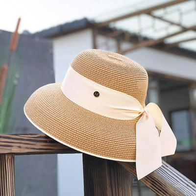 Sombrero de Paja Retro con Moño para Playa - Estilo Verano Femenino - Image 10