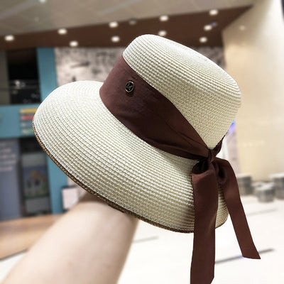 Sombrero de Paja Retro con Moño para Playa - Estilo Verano Femenino - Image 7