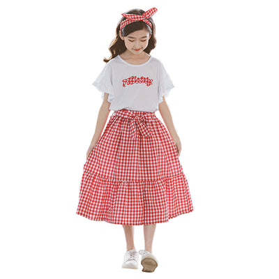 Conjunto Falda y Blusa Estilo Coreano para Niñas - Manga Volante Loto - Image 10