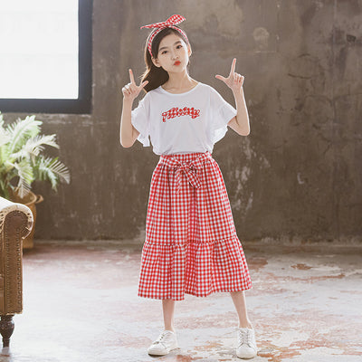 Conjunto Falda y Blusa Estilo Coreano para Niñas - Manga Volante Loto - Image 9