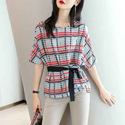 Blusa Elegante de Gasa Manga Corta para Mujer - Image 7