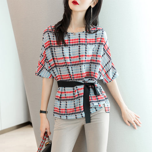 Blusa Elegante de Gasa Manga Corta para Mujer - Image 5