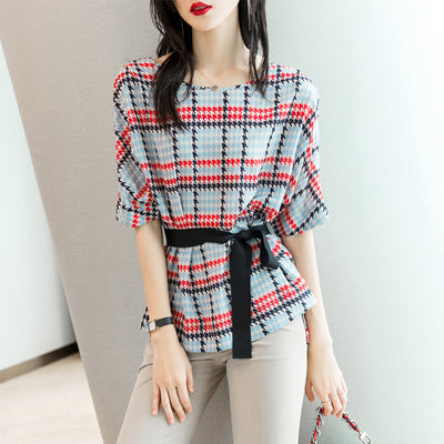 Blusa Elegante de Gasa Manga Corta para Mujer - Image 4