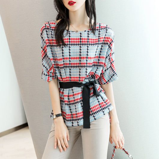 Blusa Elegante de Gasa Manga Corta para Mujer - Image 4