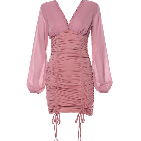 Vestido Halter Plisado con Cordón Ajustable