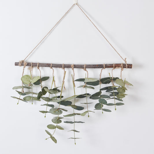 Decoración de Pared con Hojas de Eucalipto Artificial y Helecho Verde