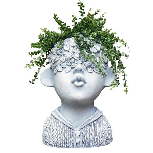 Maceta Decorativa de Cemento para Suculentas - Diseño Floral para Balcón y Jardín