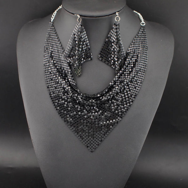 Collar de Seda con Lentejuelas - Conjunto Falso Collar Collar