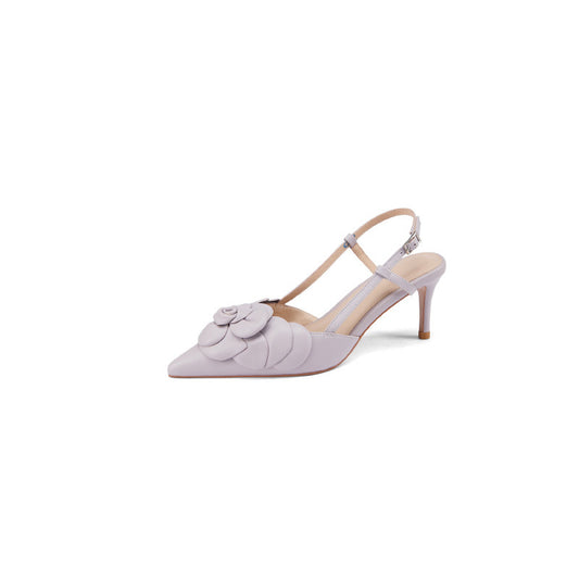 Sandalias Elegantes de Punta Afilada con Hebilla y Flor Bordada - Image 2