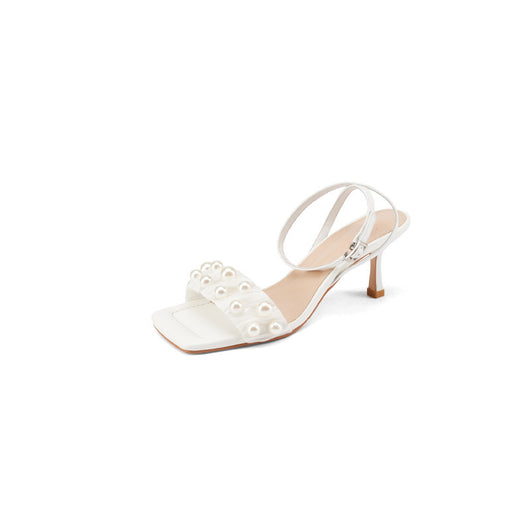 Sandalias Tacón Alto con Gasa Perlada Estilo Francés - Image 10