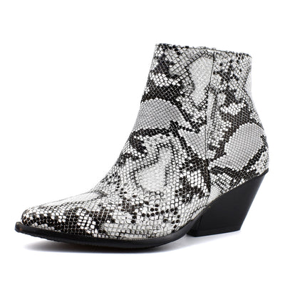 Botines Denim con Estampado Serpiente y Tacón Medio - Image 12