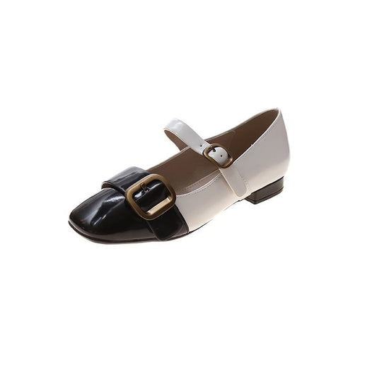 Zapatos Planos con Hebilla Metálica y Punta Abierta