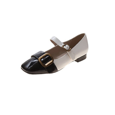 Zapatos Planos con Hebilla Metálica y Punta Abierta