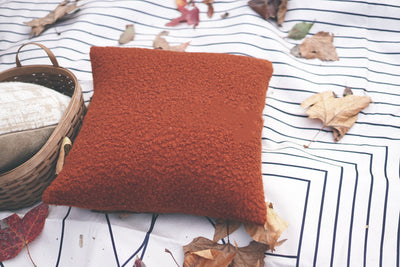 Cojín Cuadrado de Lana Sintética Caramelo Naranja - Almohada Decorativa Nórdica para Sala - Image 10