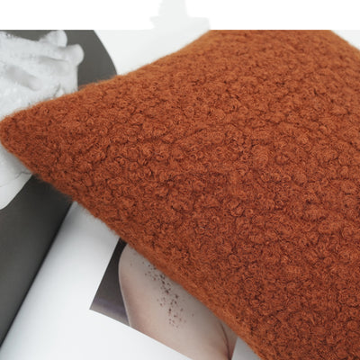 Cojín Cuadrado de Lana Sintética Caramelo Naranja - Almohada Decorativa Nórdica para Sala - Image 6