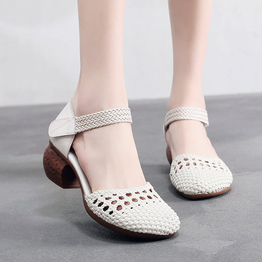 Sandalias Tejidas Casuales para Mujer con Detalles Perforados - Image 4