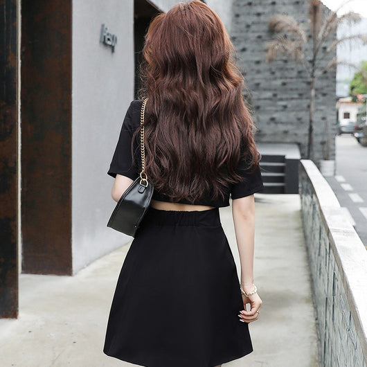 Vestido Negro Elegante Sin Cintura con Cuello Sastre - Image 5