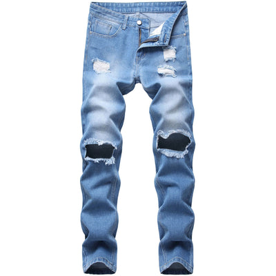 Jeans Rotos Ajustados de Corte Recto para Hombre - Diseño Negro Moderno - Image 6