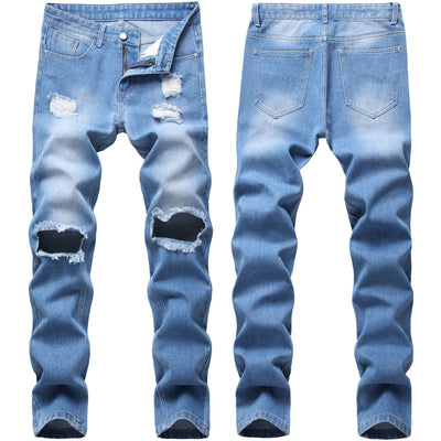 Jeans Rotos Ajustados de Corte Recto para Hombre - Diseño Negro Moderno - Image 7