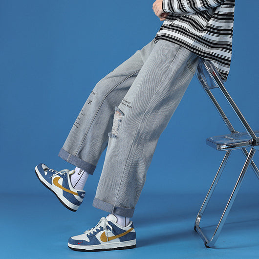 Jeans Casuales Hombre Lavado Suelto Primavera - Image 7