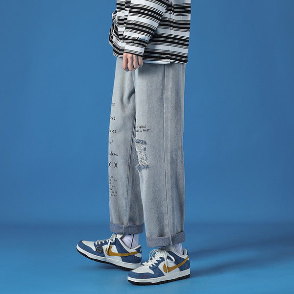 Jeans Casuales Hombre Lavado Suelto Primavera