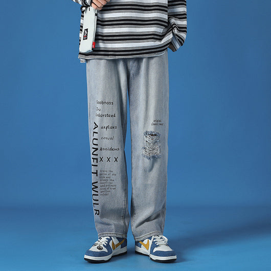Jeans Casuales Hombre Lavado Suelto Primavera