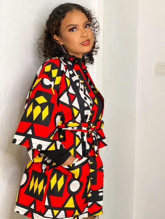 Chaqueta Kimono Mujer con Estampado Digital y Bolsillos Funcionales