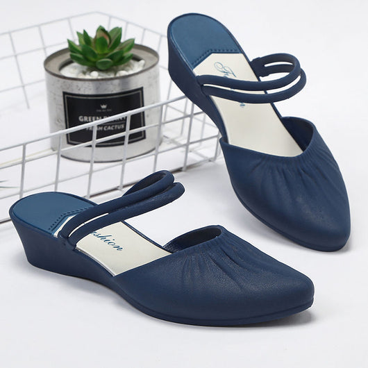 Zapatos de Tacón Cuña Grueso con Punta Afilada - Pantuflas de Tacón Medio - Image 4