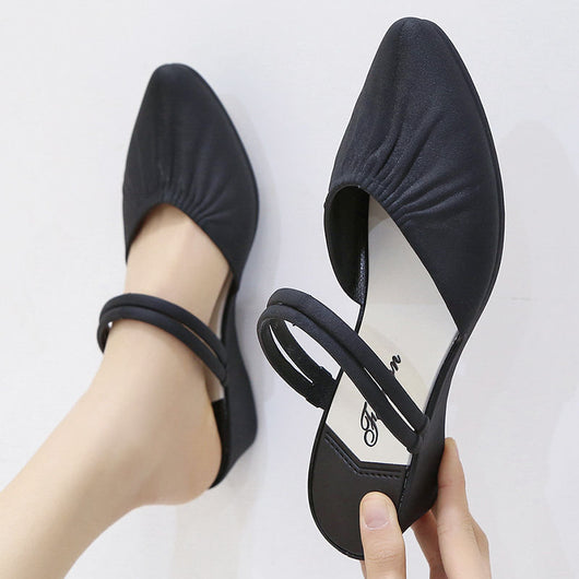 Zapatos de Tacón Cuña Grueso con Punta Afilada - Pantuflas de Tacón Medio - Image 2