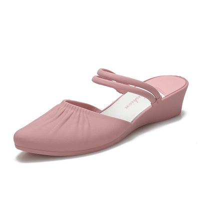 Zapatos de Tacón Cuña Grueso con Punta Afilada - Pantuflas de Tacón Medio - Image 8