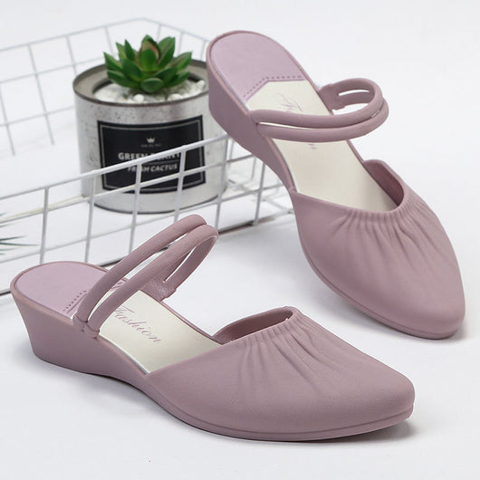 Zapatos de Tacón Cuña Grueso con Punta Afilada - Pantuflas de Tacón Medio - Image 3