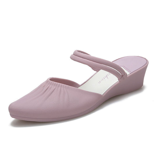 Zapatos de Tacón Cuña Grueso con Punta Afilada - Pantuflas de Tacón Medio - Image 7