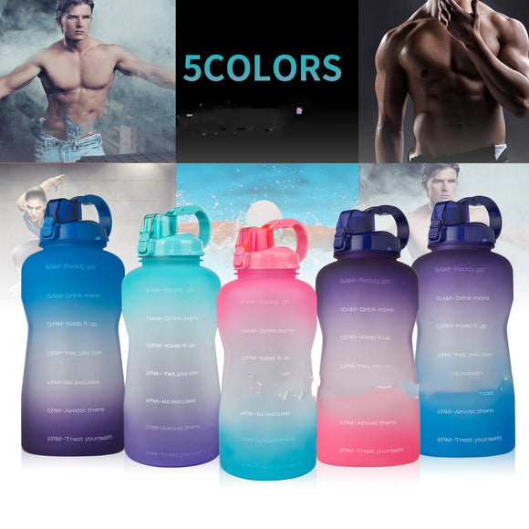 Botella Deportiva 3.8L Degradado de Colores con Tapa Rebotable y Popote Removible