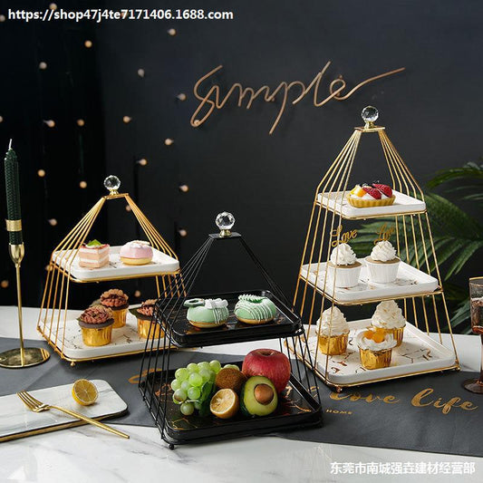 Soporte de Tres Pisos para Pasteles y Postres en Cerámica