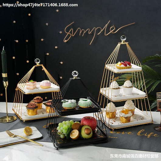 Soporte de Tres Pisos para Pasteles y Postres en Cerámica