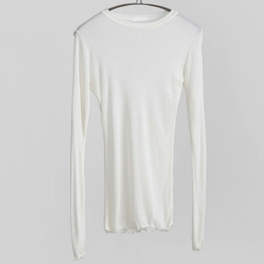 Blusa Transparente Manga Larga Cuello Redondo - Top Fino Versátil - Image 2