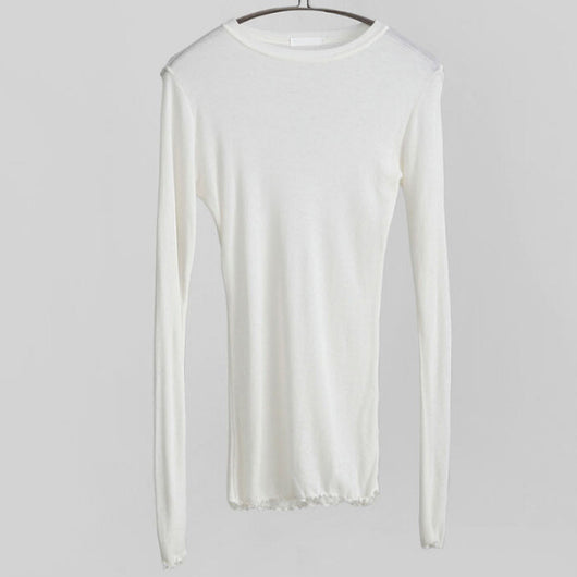 Blusa Transparente Manga Larga Cuello Redondo - Top Fino Versátil - Image 2