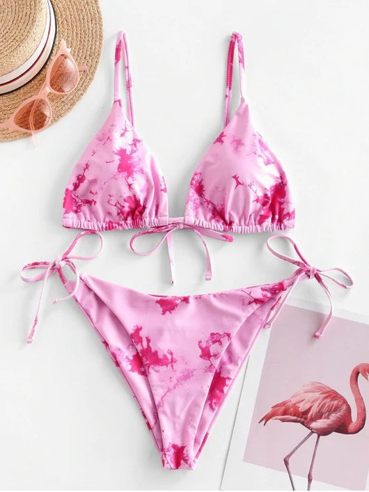 Bikini Halter Tie Dye con Diseño Anudado - Image 10