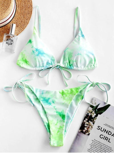 Bikini Halter Tie Dye con Diseño Anudado - Image 7
